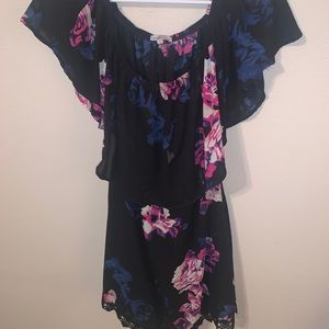 Black floral off the shoulder dress